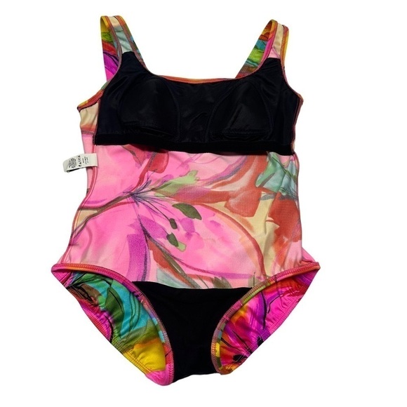 •- Vtg Y2K 90s Neon Swimsuit Cross Back One Piece AA - Picture 10 of 14